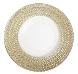 Silver Gold braided rim glass charger